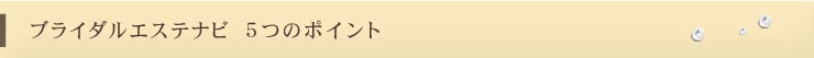 ブライダルエステナビ5つのポイント