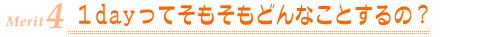 メリット4:1dayってそもそもどんなことするの?