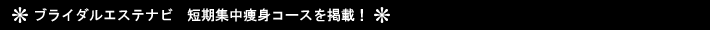 ブライダルエステナビ|短期集中痩身コースを掲載!