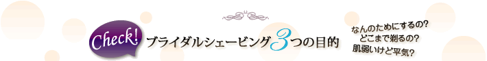ブライダルシェービング３つの目的