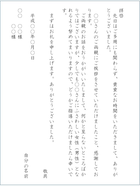 結婚挨拶後のお礼状相手の両親に反対された場合