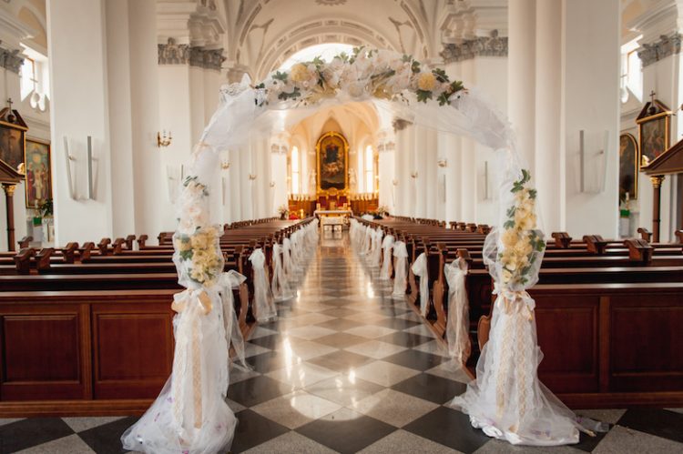 church sanctuary before a wedding ceremony