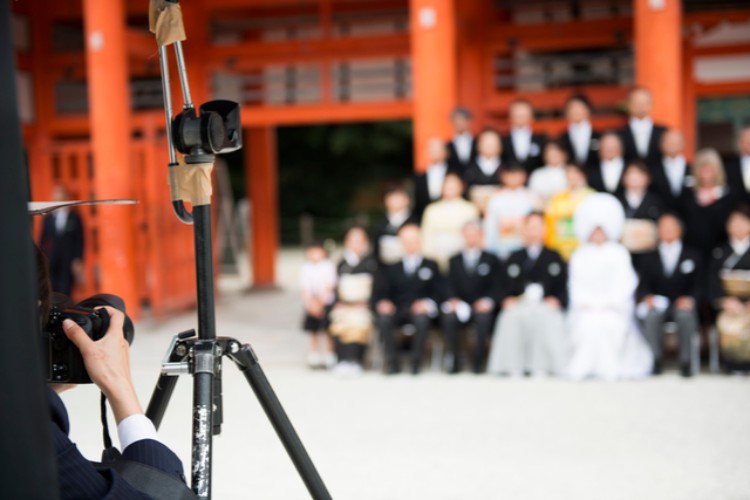 結婚式の家族写真