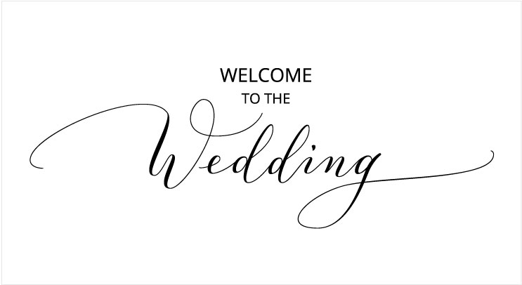 モダンカリグラフィーの例（welcome to the wedding）